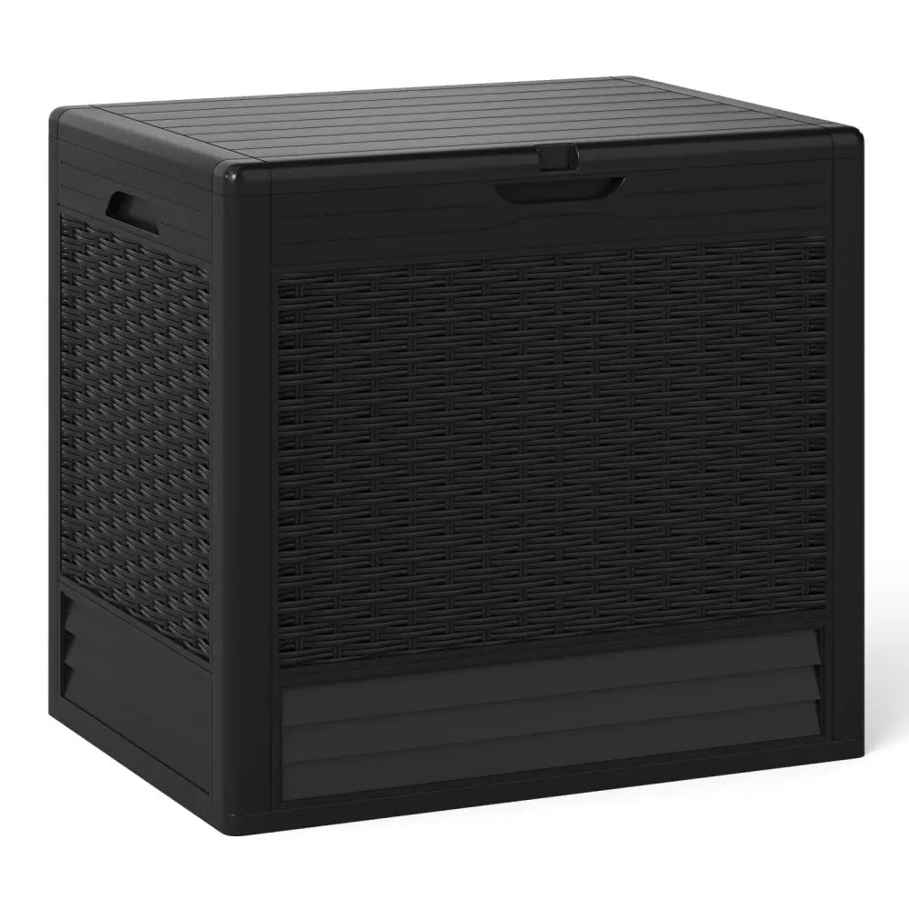 25 Gallon Outdoor Storage Box with Rattan Patterns-Black - Black - Sheds & Outdoor Storage