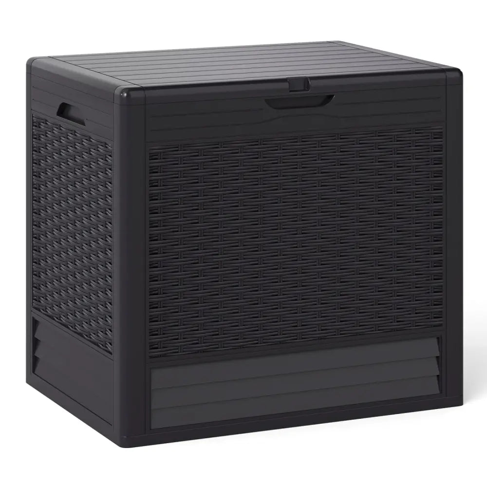 25 Gallon Outdoor Storage Box with Rattan Patterns-Brown - Brown - Sheds & Outdoor Storage