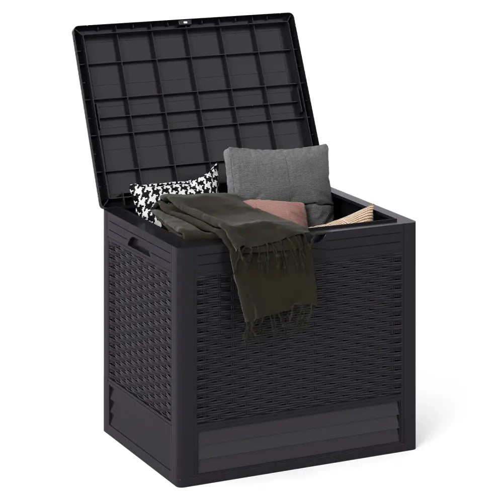 25 Gallon Outdoor Storage Box with Rattan Patterns-Brown - Brown - Sheds & Outdoor Storage