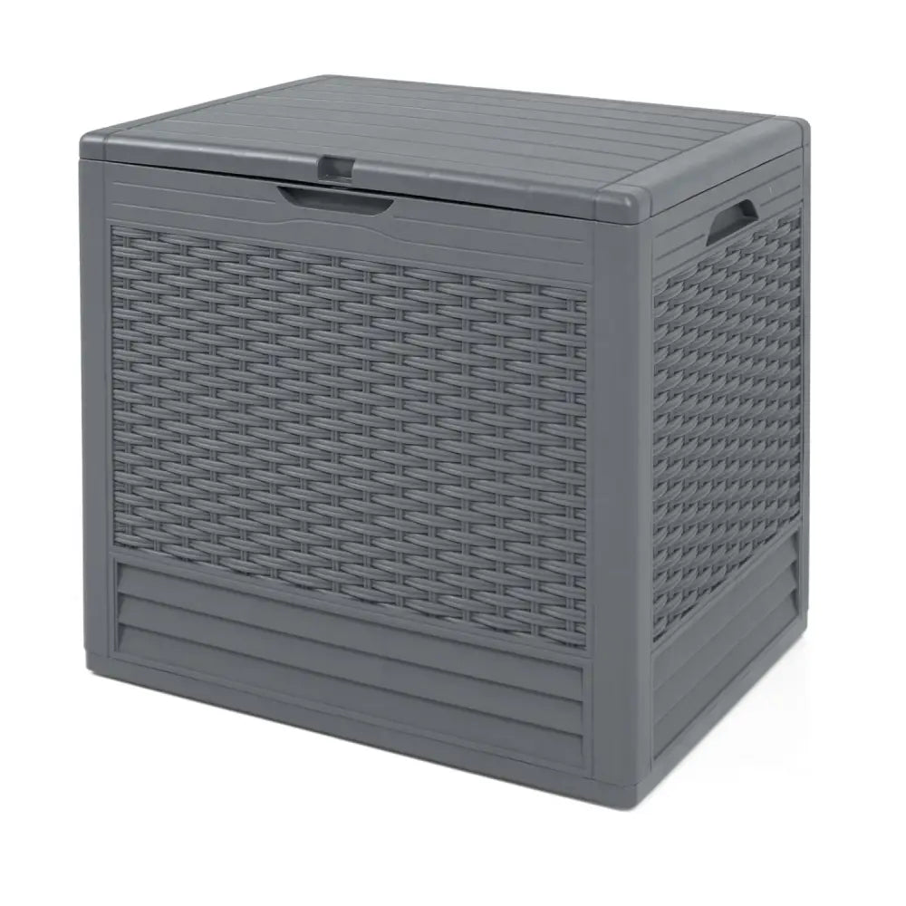25 Gallon Outdoor Storage Box with Rattan Patterns-Gray - Gray - Sheds & Outdoor Storage