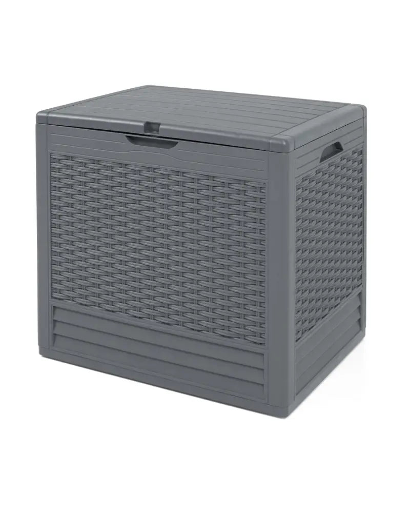 25 Gallon Outdoor Storage Box with Rattan Patterns-Gray - Gray - Sheds & Outdoor Storage