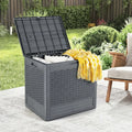 25 Gallon Outdoor Storage Box with Rattan Patterns-Gray - Gray - Sheds & Outdoor Storage