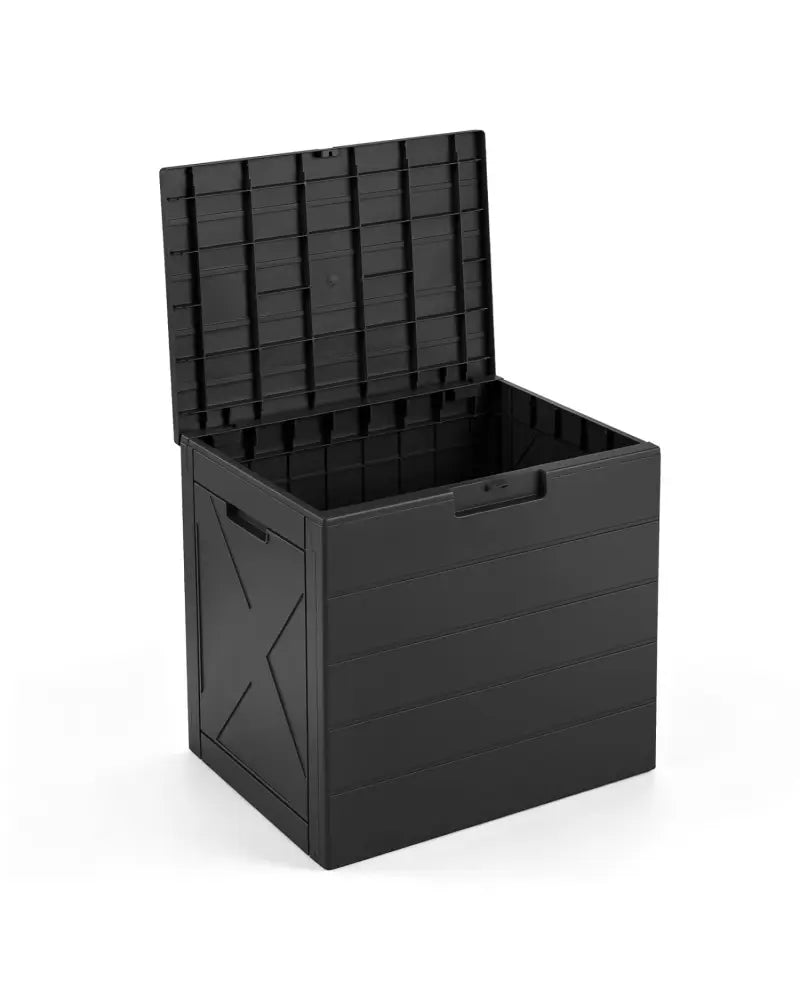 25 Gallon Storage Bin with Lid Carry Handles and Lock Hole for Patio Furniture Accessories-Black - Black - Sheds &