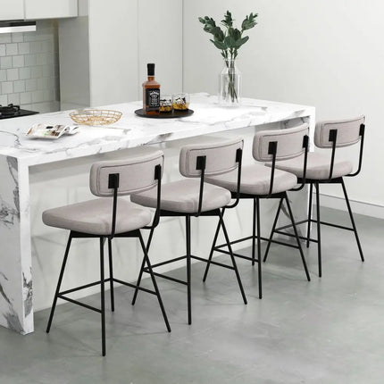 25 Inch 2-Piece Modern Upholstered Bar Stools with Back Costway
