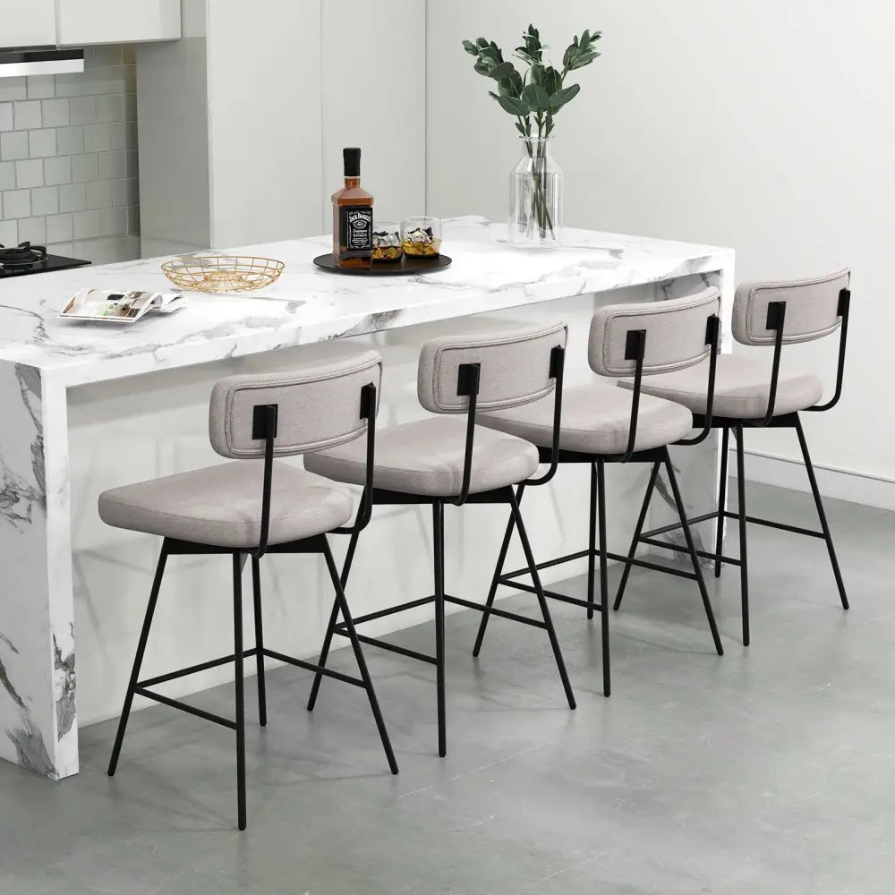 25 Inch 2-Piece Modern Upholstered Bar Stools with Back Costway