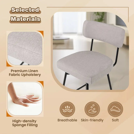 25 Inch 2-Piece Modern Upholstered Bar Stools with Back Costway