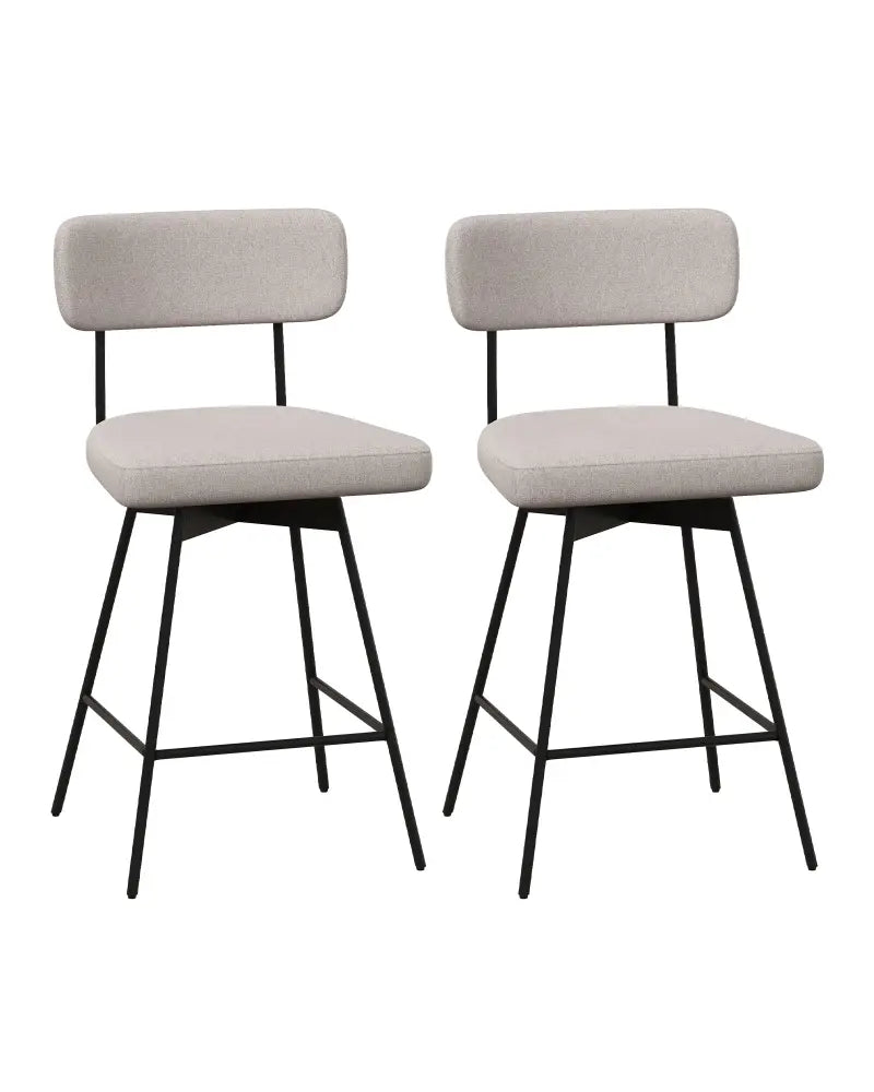 25 Inch 2-Piece Modern Upholstered Bar Stools with Back - Beige - Bar Stools