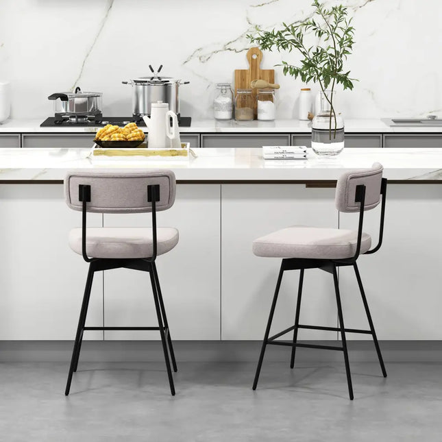 25 Inch 2-Piece Modern Upholstered Bar Stools with Back Costway