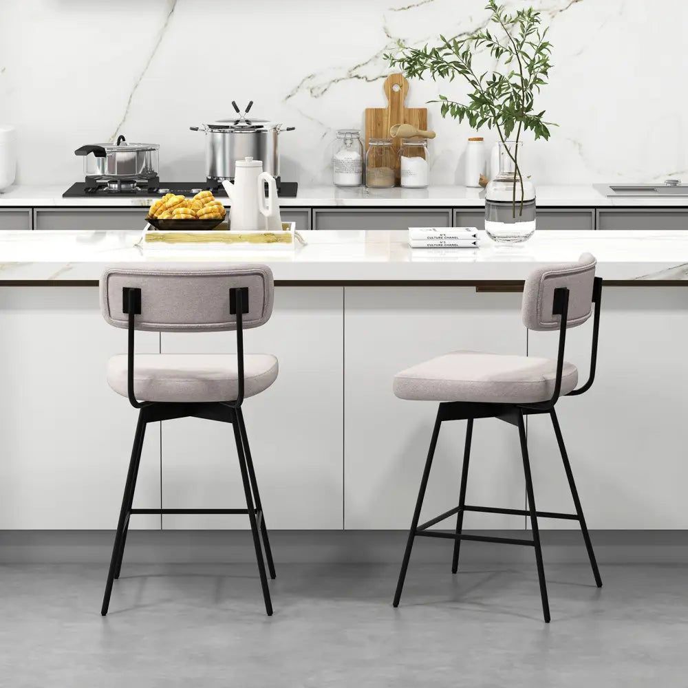 25 Inch 2-Piece Modern Upholstered Bar Stools with Back Costway
