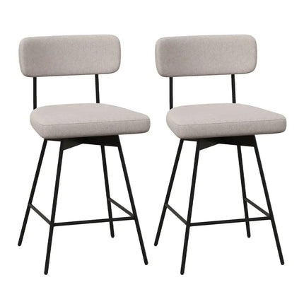 25 Inch 2-Piece Modern Upholstered Bar Stools with Back Costway