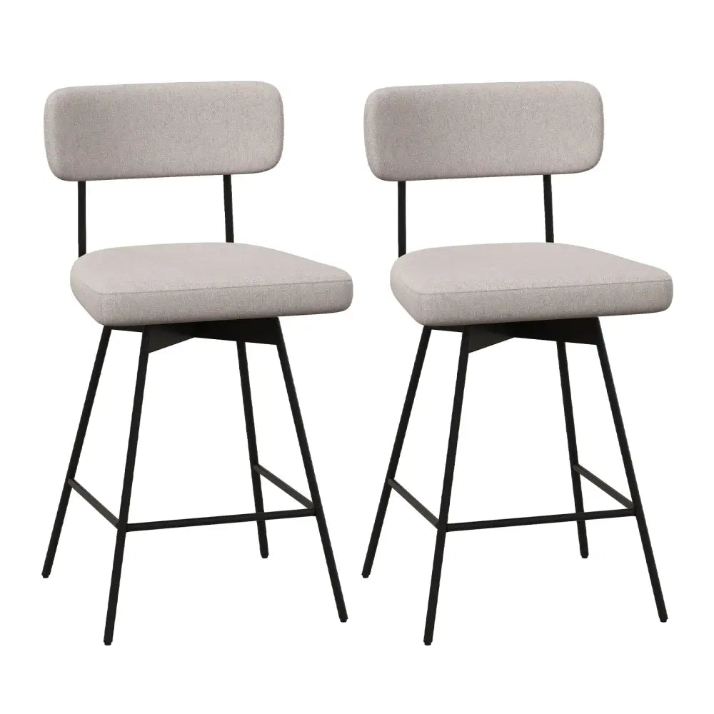 25 Inch 2-Piece Modern Upholstered Bar Stools with Back Costway