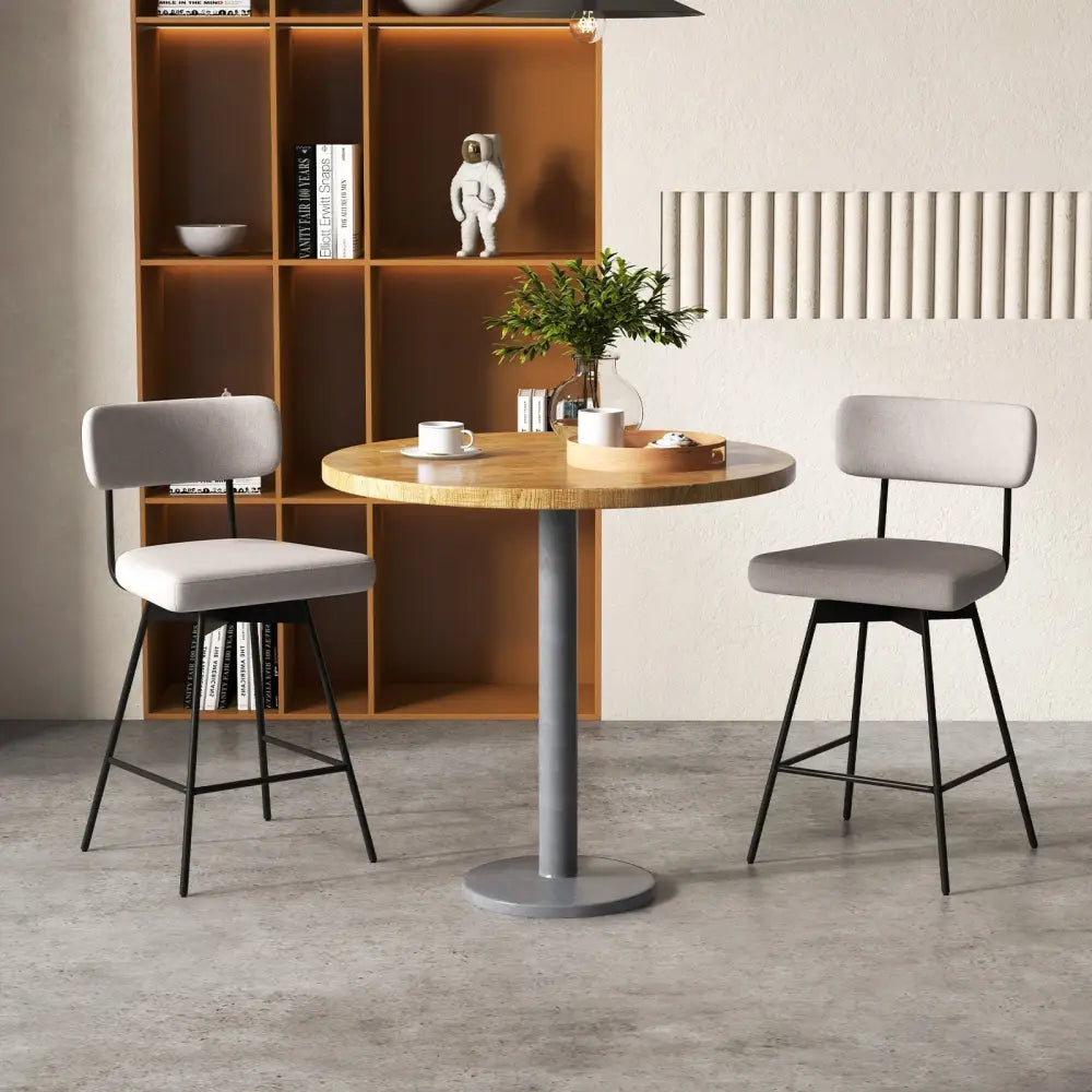 25 Inch 2-Piece Modern Upholstered Bar Stools with Back Costway