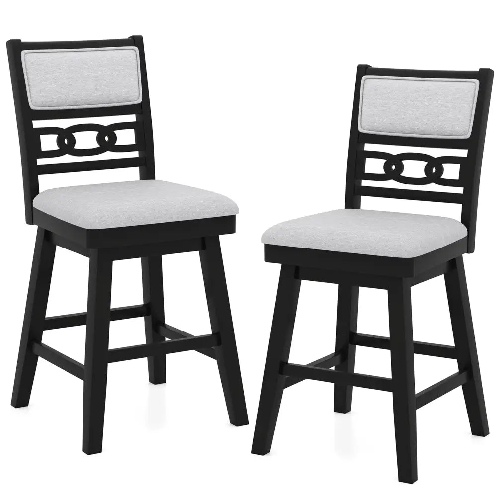 25 Inch Bar Stools Set of 2 with Upholstered Backrest and 360Â° Rotation Seat-Black Costway