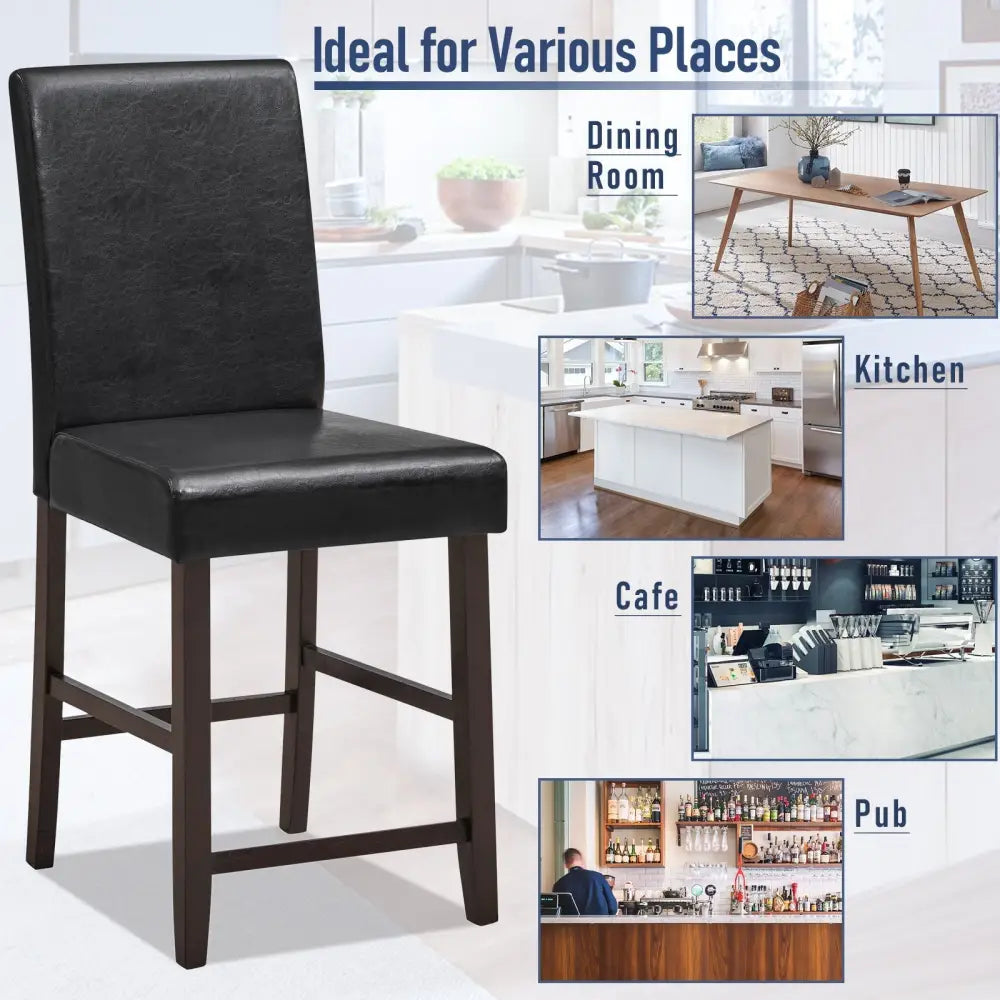 25 Inch Counter Height Set of 2 Bar Stools-Black Costway