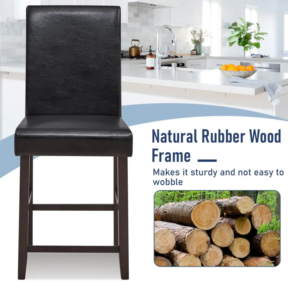 25 Inch Counter Height Set of 2 Bar Stools-Black Costway
