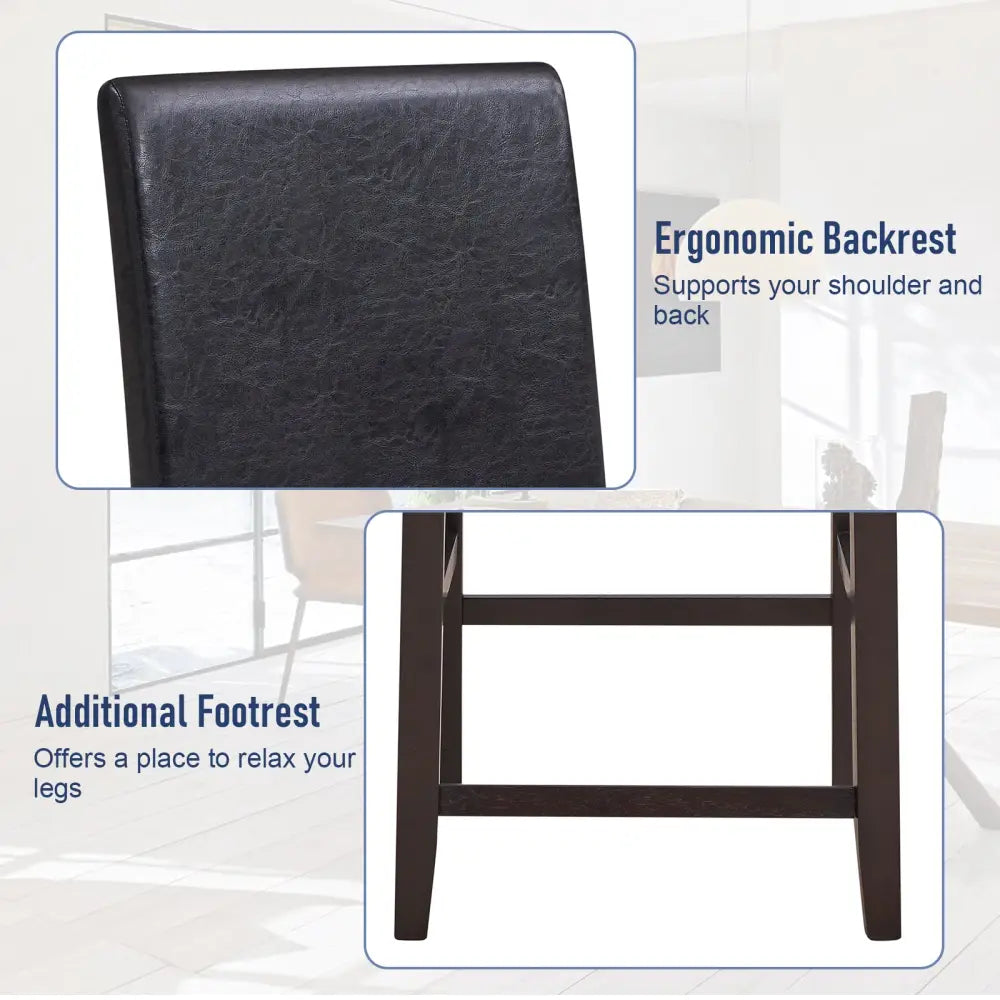 25 Inch Counter Height Set of 2 Bar Stools-Black Costway