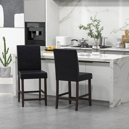 25 Inch Counter Height Set of 2 Bar Stools-Black Costway