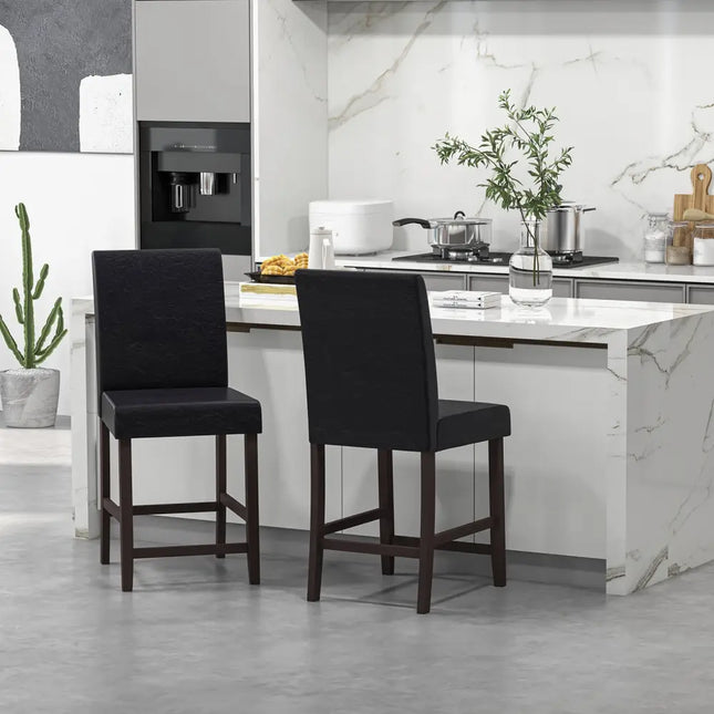 25 Inch Counter Height Set of 2 Bar Stools-Black Costway