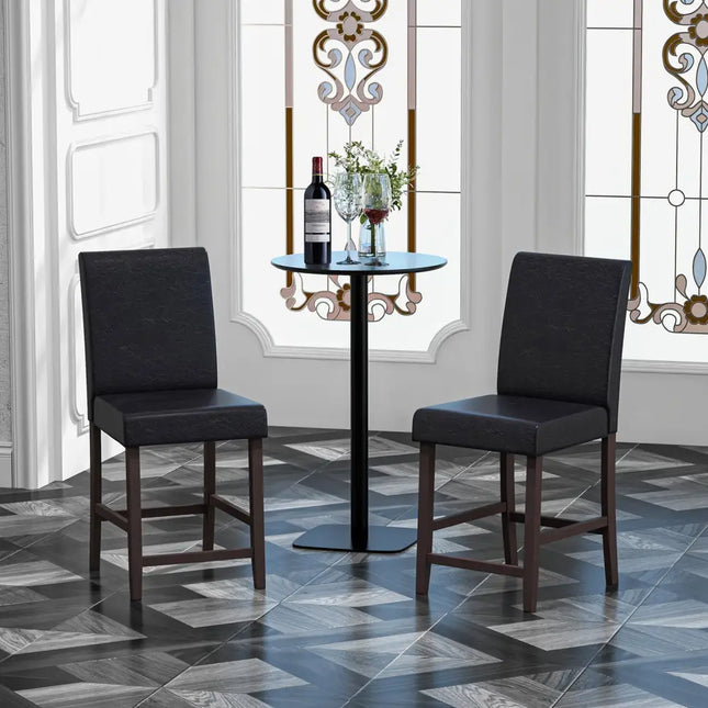 25 Inch Counter Height Set of 2 Bar Stools-Black Costway