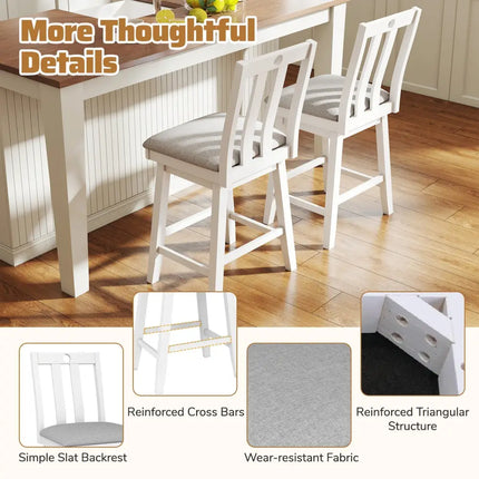 25 Inch Modern Bar Stools Set of 2 with Upholstered and 360Â° Rotation Seat-White Costway