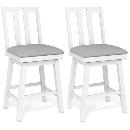 25 Inch Modern Bar Stools Set of 2 with Upholstered and 360Â° Rotation Seat-White Costway