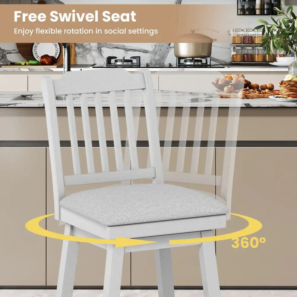 25 inch Modern Bar Stools Set of 2 with Upholstered Swivel Seat-Gray Costway
