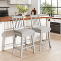 25 inch Modern Bar Stools Set of 2 with Upholstered Swivel Seat-Gray Costway