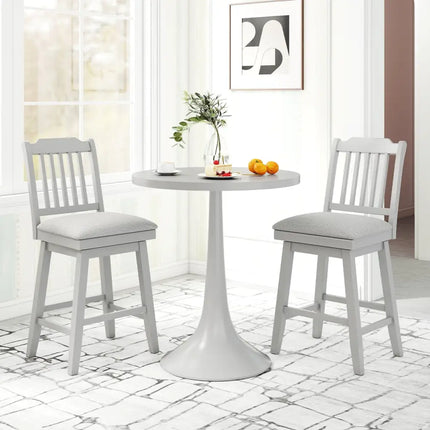 25 inch Modern Bar Stools Set of 2 with Upholstered Swivel Seat-Gray Costway