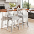 25 inch Modern Bar Stools Set of 2 with Upholstered Swivel Seat-Gray - Gray - Bar Stools