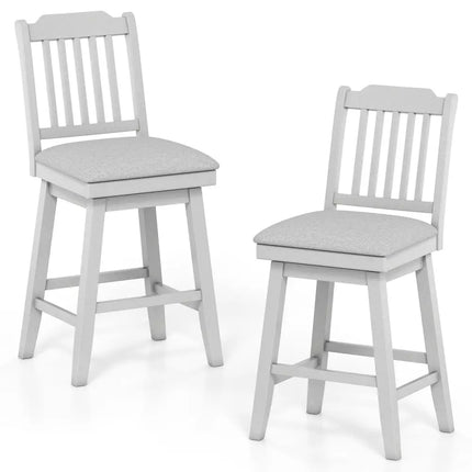 25 inch Modern Bar Stools Set of 2 with Upholstered Swivel Seat-Gray Costway