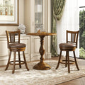 25 Inch Set of 2 Bar Stools with PE Rattan Backrest and Rubber Wood Frame-Brown Costway