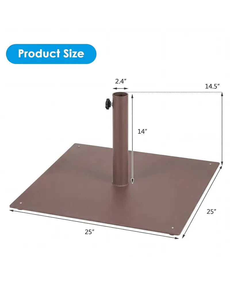25 Inch Square Patio Umbrella Base 42 LBS Weighted-Brown - Brown - Outdoor Umbrella Bases