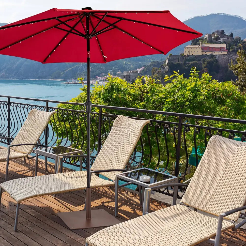 25 Inch Square Patio Umbrella Base 42 LBS Weighted-Brown - Brown - Outdoor Umbrella Bases