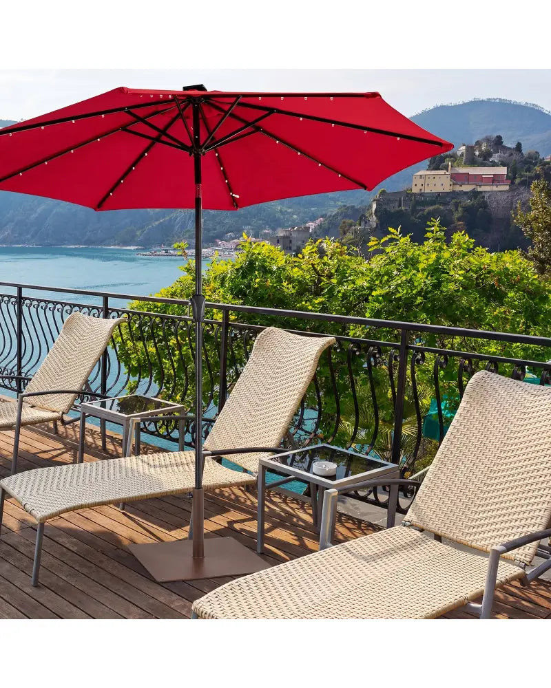 25 Inch Square Patio Umbrella Base 42 LBS Weighted-Brown - Brown - Outdoor Umbrella Bases