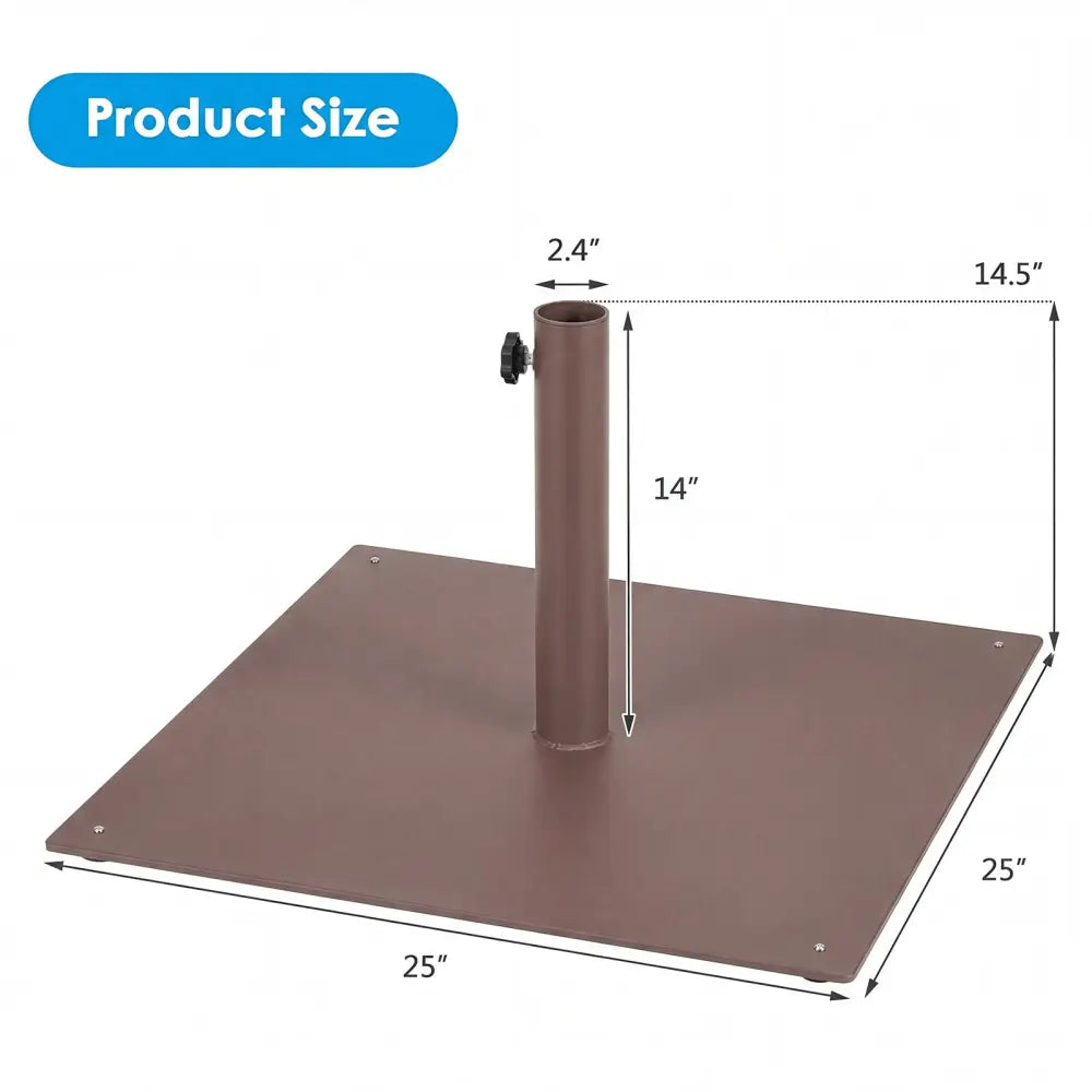 25 Inch Square Patio Umbrella Base 42 LBS Weighted-Brown - Brown - Outdoor Umbrella Bases