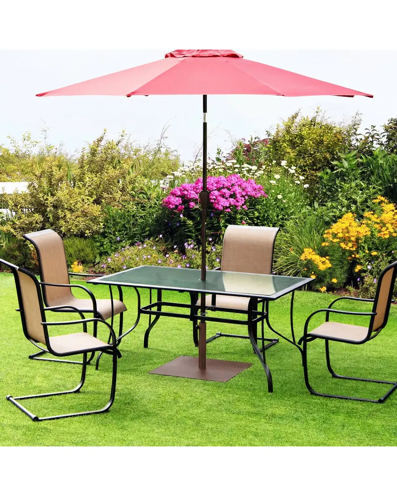 25 Inch Square Patio Umbrella Base 42 LBS Weighted-Brown - Brown - Outdoor Umbrella Bases
