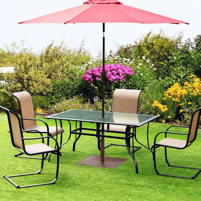 25 Inch Square Patio Umbrella Base 42 LBS Weighted-Brown - Brown - Outdoor Umbrella Bases