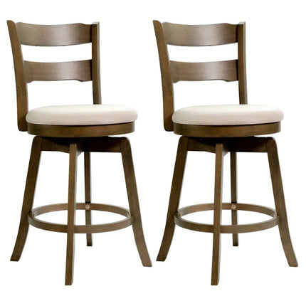 25 Inch Swivel Counter Barstools with Backrest & Upholstered Seat-Set of 2 Costway
