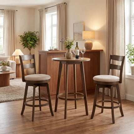 25 Inch Swivel Counter Barstools with Backrest & Upholstered Seat-Set of 2 Costway