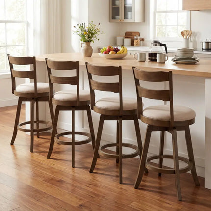 25 Inch Swivel Counter Barstools with Backrest & Upholstered Seat-Set of 2 Costway