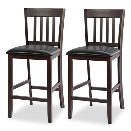 25 Inches Set of 2 Bar Stools with Rubber Wood Legs Costway