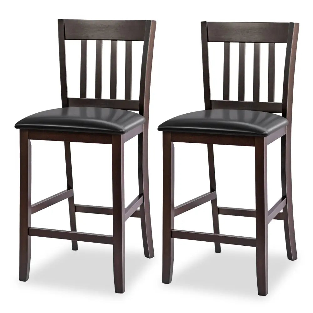 25 Inches Set of 2 Bar Stools with Rubber Wood Legs Costway