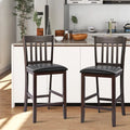 25 Inches Set of 2 Bar Stools with Rubber Wood Legs Costway