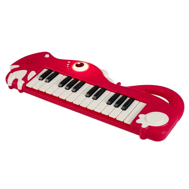 25-Key Kids Piano Keyboard Dinosaur Shape Toy Digital Piano with Built-in Music & Light-Red - Red - Pianos & Keyboards