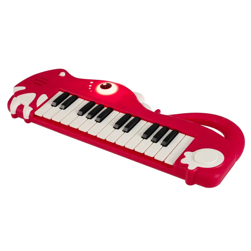 25-Key Kids Piano Keyboard Dinosaur Shape Toy Digital Piano with Built-in Music & Light-Red - Red - Pianos & Keyboards