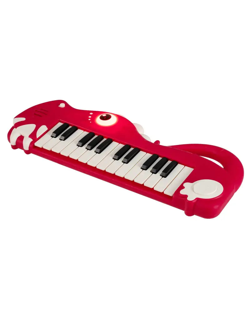 25-Key Kids Piano Keyboard Dinosaur Shape Toy Digital Piano with Built-in Music & Light-Red - Red - Pianos & Keyboards