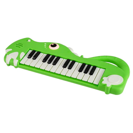 25-Key Kids Piano Keyboard Dinosaur Shape Toy Digital Piano with Built-in Music & Light-Green - Green - Pianos &
