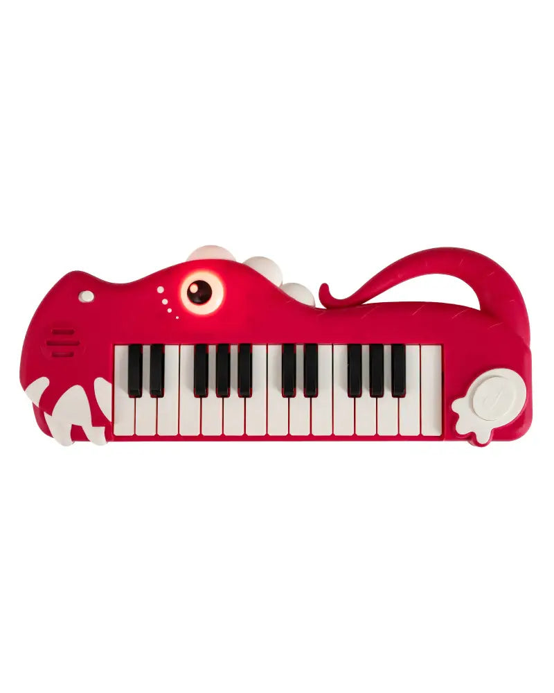 25-Key Kids Piano Keyboard Dinosaur Shape Toy Digital Piano with Built-in Music & Light-Red - Red - Pianos & Keyboards