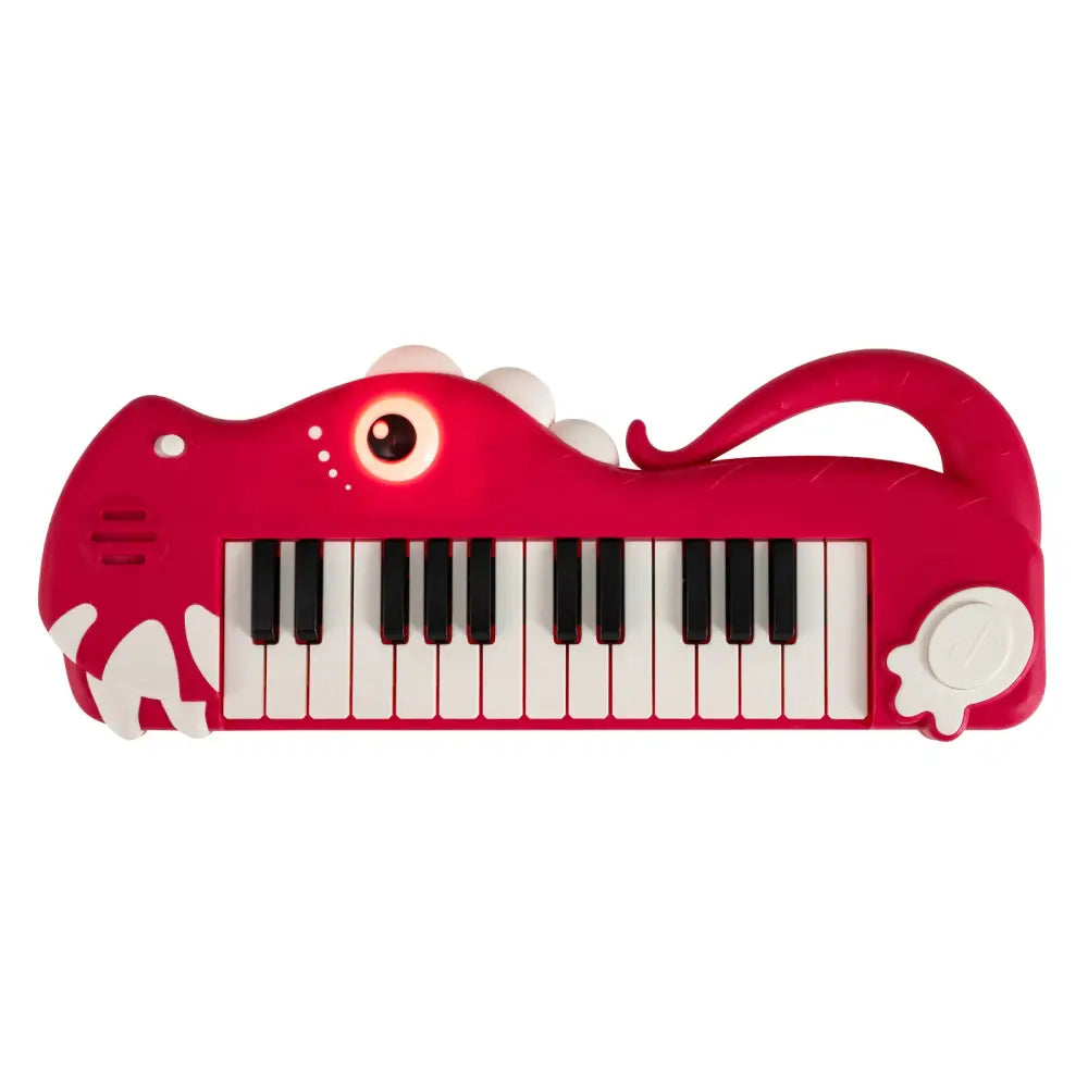 25-Key Kids Piano Keyboard Dinosaur Shape Toy Digital Piano with Built-in Music & Light-Red - Red - Pianos & Keyboards