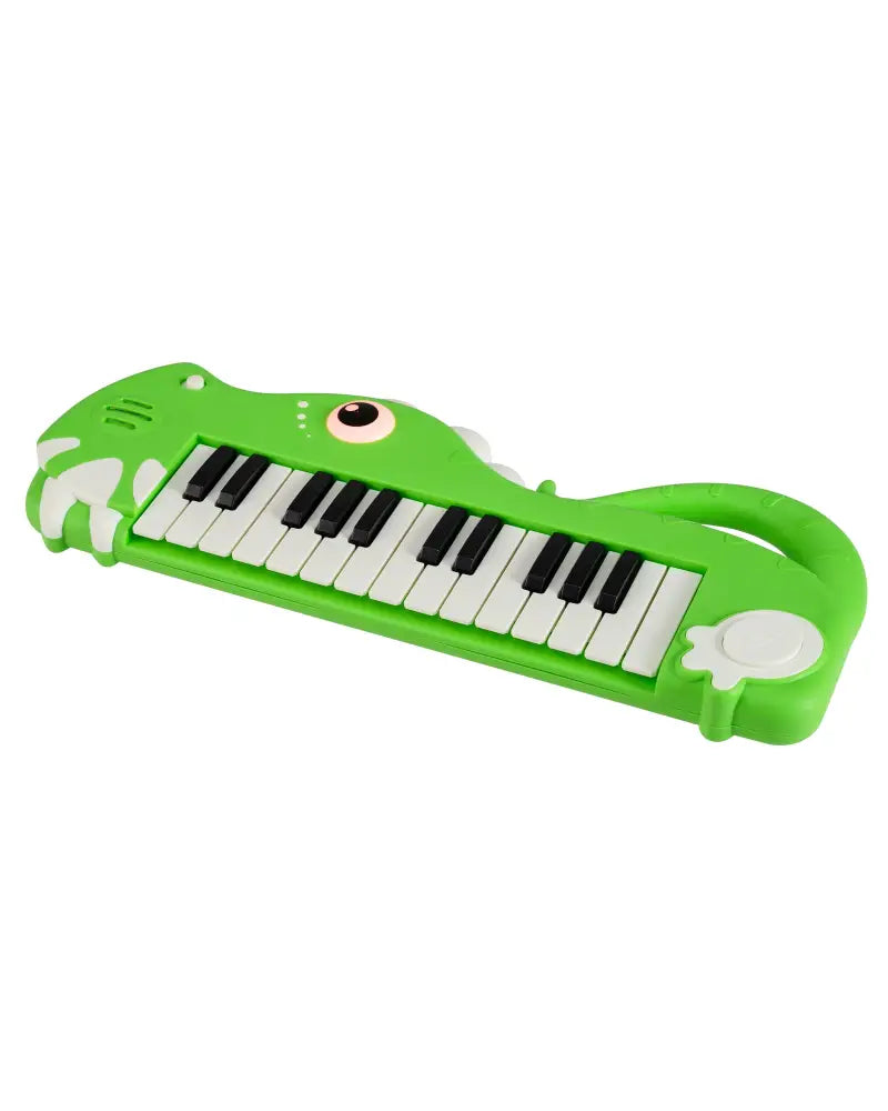 25-Key Kids Piano Keyboard Dinosaur Shape Toy Digital Piano with Built-in Music & Light-Green - Green - Pianos &